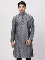 Thumbnail for Vastramay Men's Grey Cotton Blend Kurta - Distacart