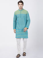 Thumbnail for Vastramay Men's Blue Pure Cotton Kurta Pyjama Set - Distacart