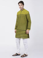 Thumbnail for Vastramay Men's Green Pure Cotton Kurta Pyjama Set - Distacart