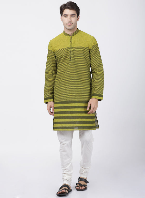 Vastramay Men's Green Pure Cotton Kurta Pyjama Set - Distacart