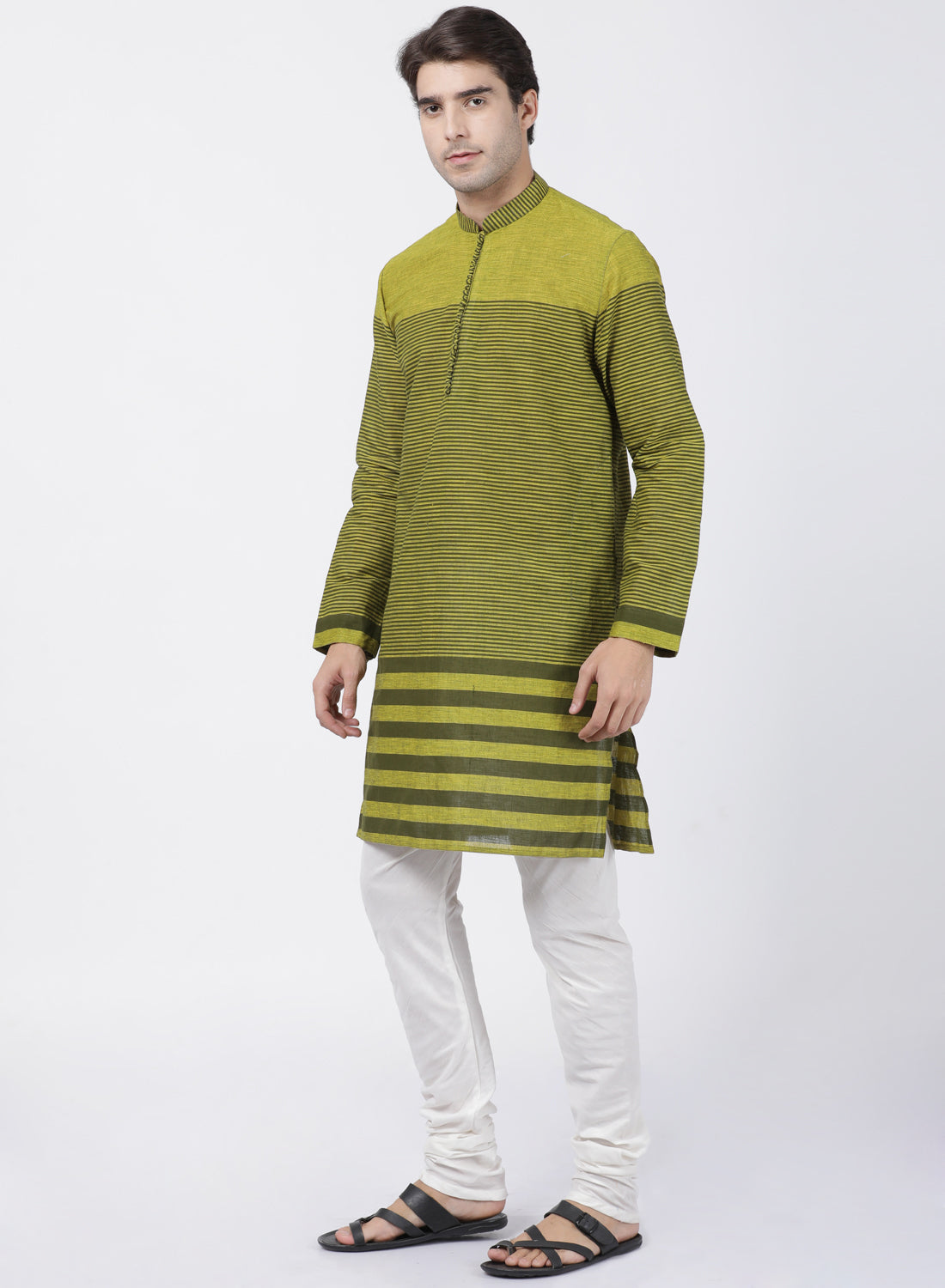 Vastramay Men's Green Pure Cotton Kurta Pyjama Set - Distacart