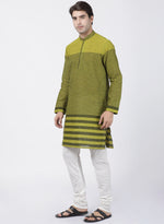 Thumbnail for Vastramay Men's Green Pure Cotton Kurta Pyjama Set - Distacart