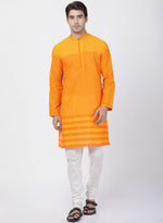 Thumbnail for Vastramay Men's Orange Pure Cotton Kurta Pyjama Set - Distacart