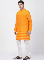 Thumbnail for Vastramay Men's Orange Pure Cotton Kurta Pyjama Set - Distacart