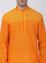 Thumbnail for Vastramay Men's Orange Pure Cotton Kurta Pyjama Set - Distacart