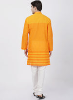 Thumbnail for Vastramay Men's Orange Pure Cotton Kurta Pyjama Set - Distacart