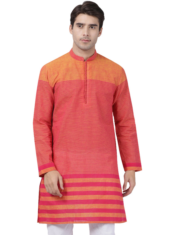 Vastramay Men's Pink Pure Cotton Kurta - Distacart