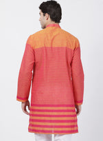 Thumbnail for Vastramay Men's Pink Pure Cotton Kurta - Distacart