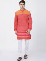 Thumbnail for Vastramay Men's Pink Pure Cotton Kurta Pyjama Set - Distacart