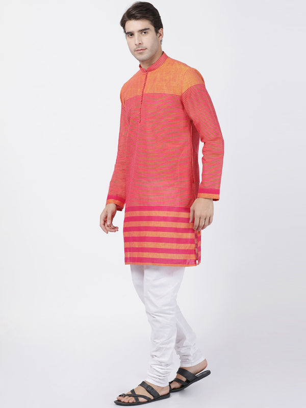 Vastramay Men's Pink Pure Cotton Kurta Pyjama Set - Distacart