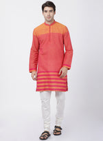 Thumbnail for Vastramay Men's Pink Pure Cotton Kurta Pyjama Set - Distacart