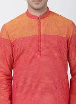 Thumbnail for Vastramay Men's Pink Pure Cotton Kurta Pyjama Set - Distacart