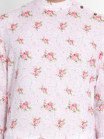 Thumbnail for Vastramay Men's Pink Cotton Linen Blend Kurta Pyjama Set - Distacart