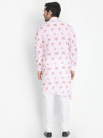 Thumbnail for Vastramay Men's Pink Cotton Linen Blend Kurta Pyjama Set - Distacart