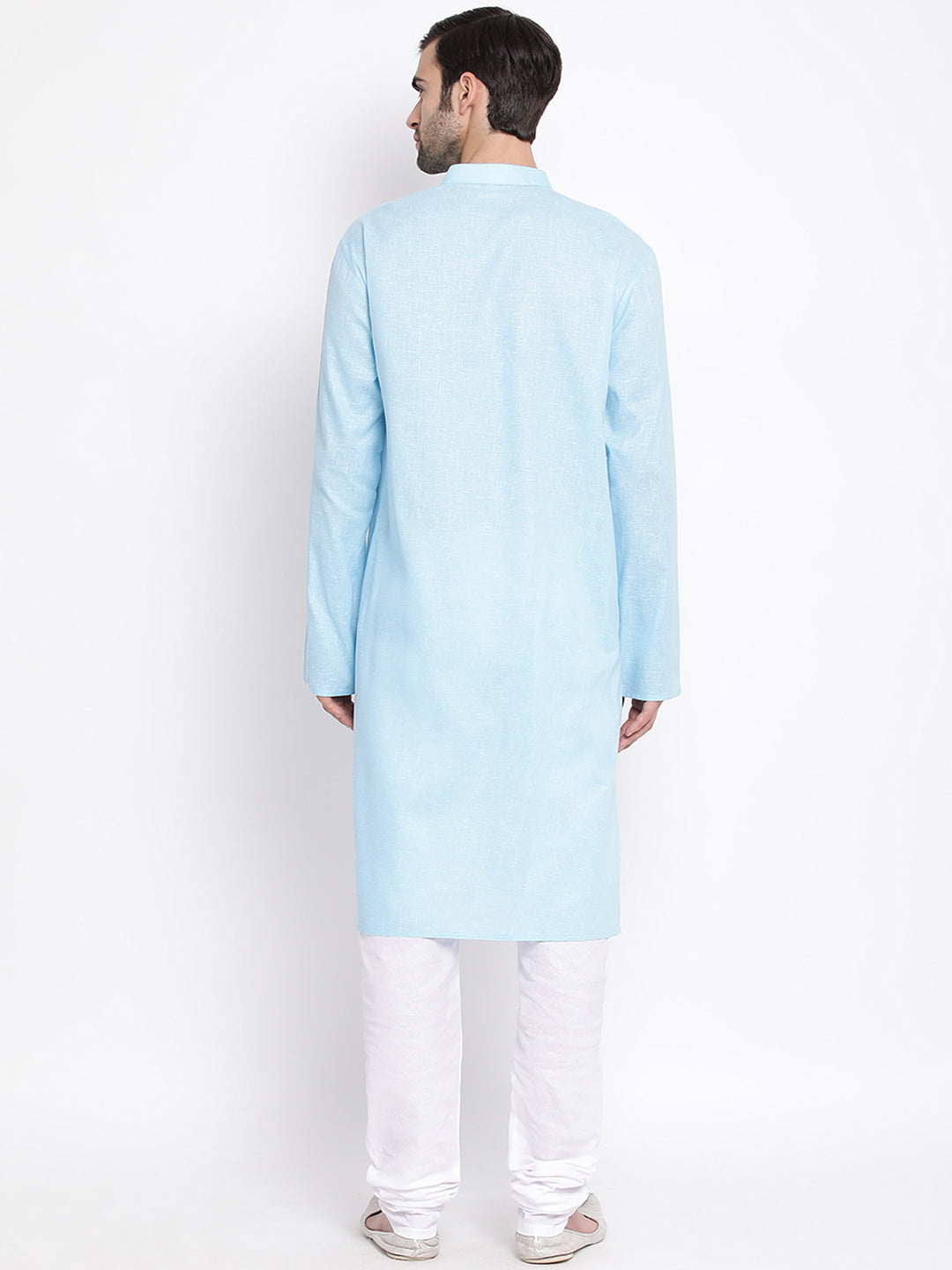Vastramay Men's Aqua Cotton Blend Kurta Pyjama Set - Distacart