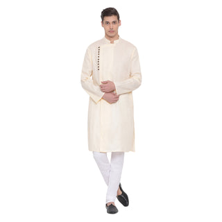 Vastramay Men's Cream Cotton Blend Kurta - Distacart