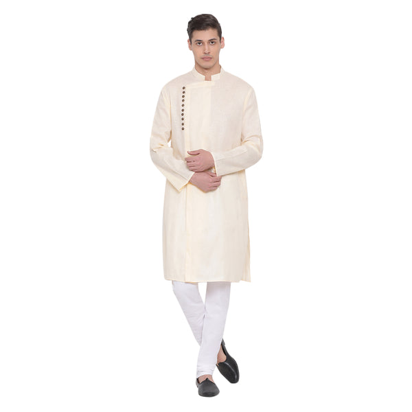 Vastramay Men's Cream Cotton Blend Kurta - Distacart