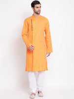 Thumbnail for Vastramay Men's Orange Cotton Blend Kurta Pyjama Set - Distacart