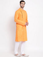 Thumbnail for Vastramay Men's Orange Cotton Blend Kurta Pyjama Set - Distacart