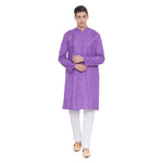 Thumbnail for Vastramay Men's Purple Cotton Blend Kurta Pyjama Set - Distacart