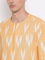 Thumbnail for Vastramay Men's Orange Cotton Blend Kurta Pyjama Set - Distacart