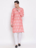 Thumbnail for Vastramay Men's Pink Cotton Blend Kurta Pyjama Set - Distacart