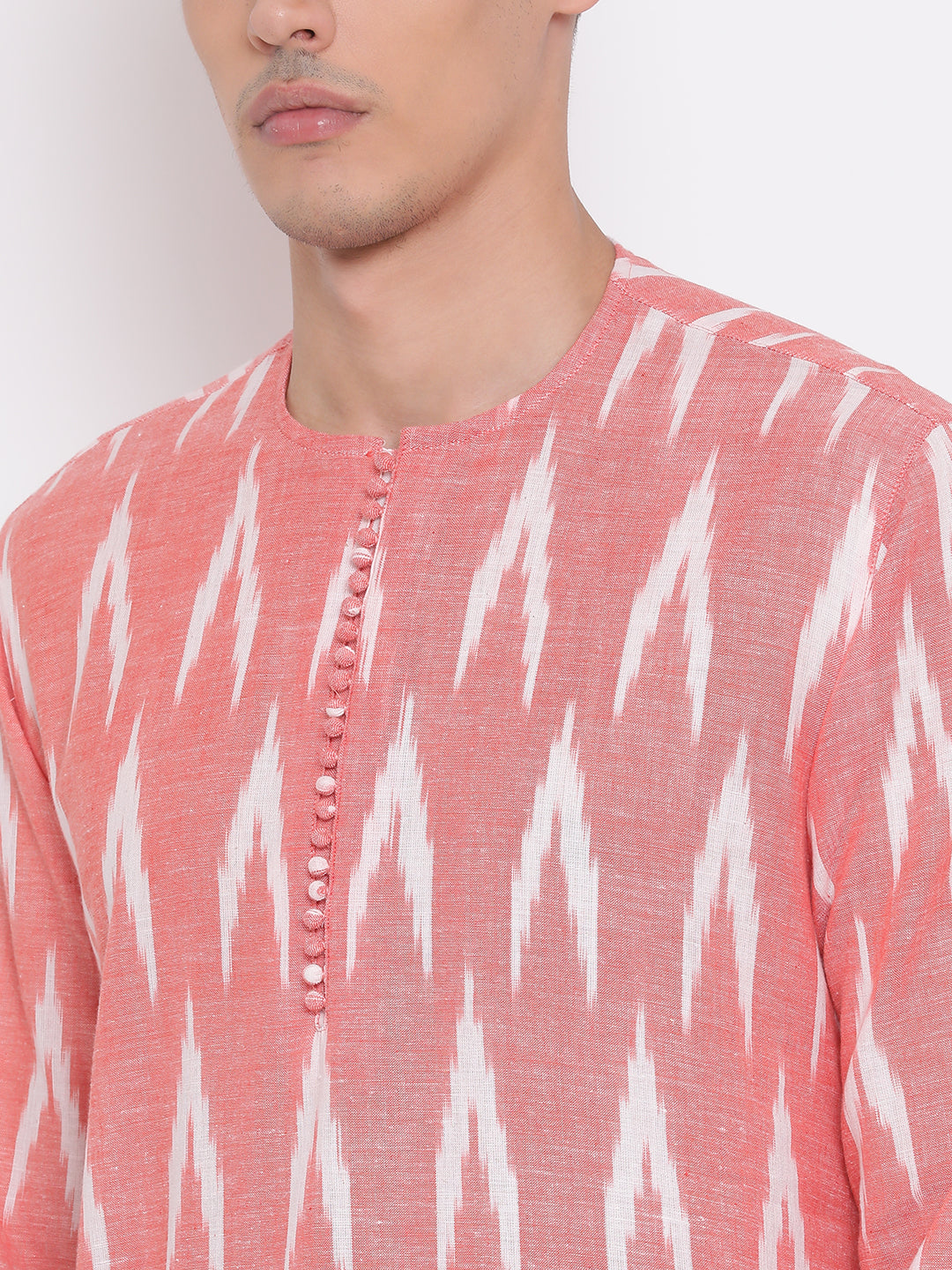 Vastramay Men's Pink Cotton Blend Kurta Pyjama Set - Distacart