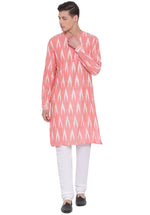Thumbnail for Vastramay Men's Pink Cotton Blend Kurta Pyjama Set - Distacart
