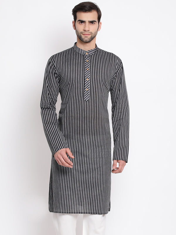 Vastramay Men's Black Pure Cotton Kurta - Distacart