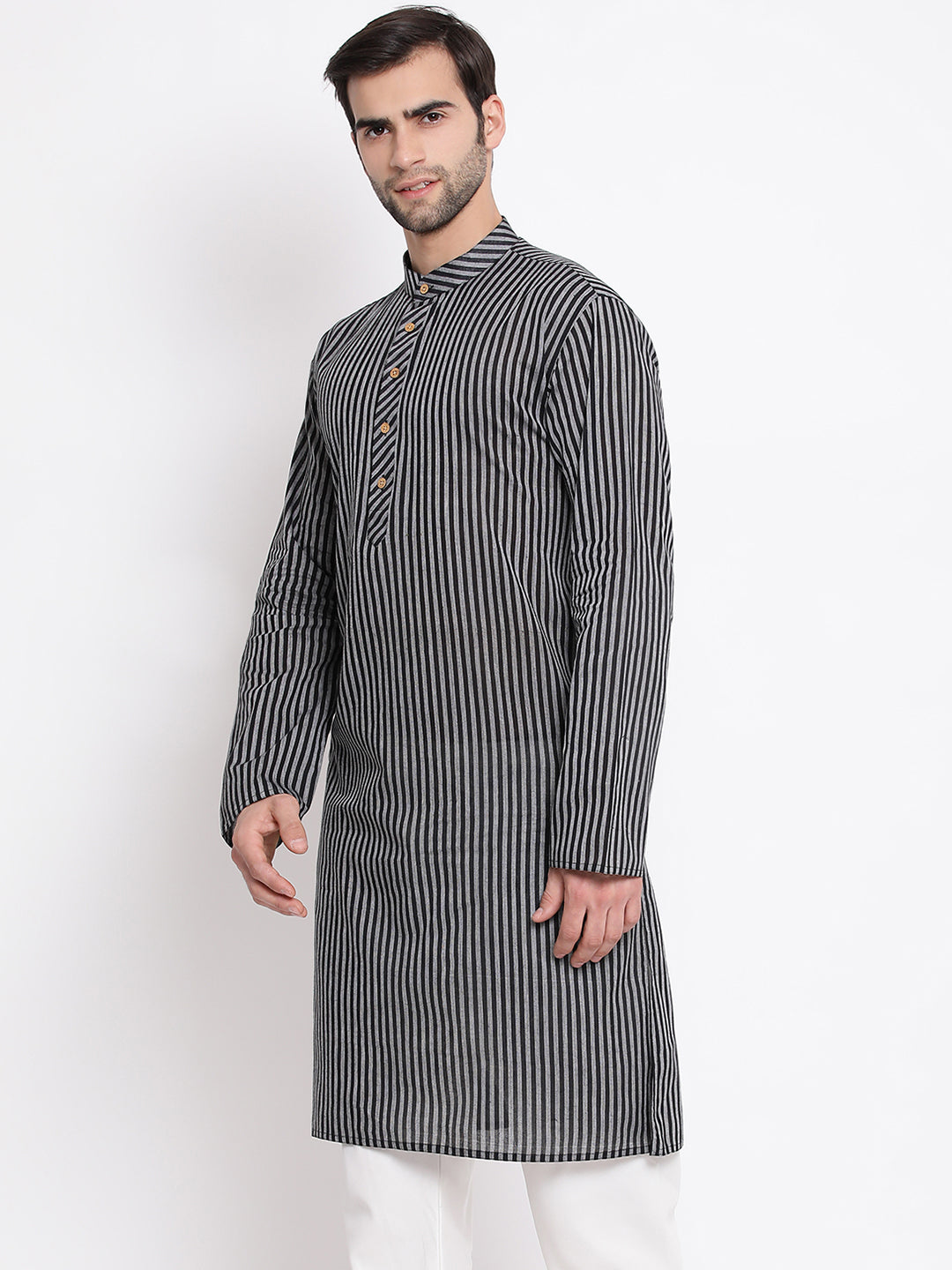 Vastramay Men's Black Pure Cotton Kurta - Distacart
