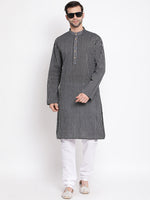 Thumbnail for Vastramay Men's Black Pure Cotton Kurta - Distacart