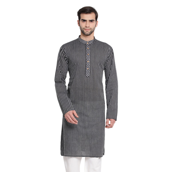 Vastramay Men's Black Pure Cotton Kurta - Distacart