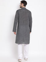 Thumbnail for Vastramay Men's Black Pure Cotton Kurta Pyjama Set - Distacart