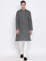 Thumbnail for Vastramay Men's Black Pure Cotton Kurta Pyjama Set - Distacart
