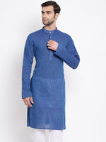 Thumbnail for Vastramay Men's Blue Pure Cotton Kurta - Distacart