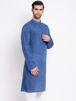 Thumbnail for Vastramay Men's Blue Pure Cotton Kurta - Distacart