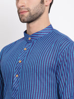 Thumbnail for Vastramay Men's Blue Pure Cotton Kurta - Distacart