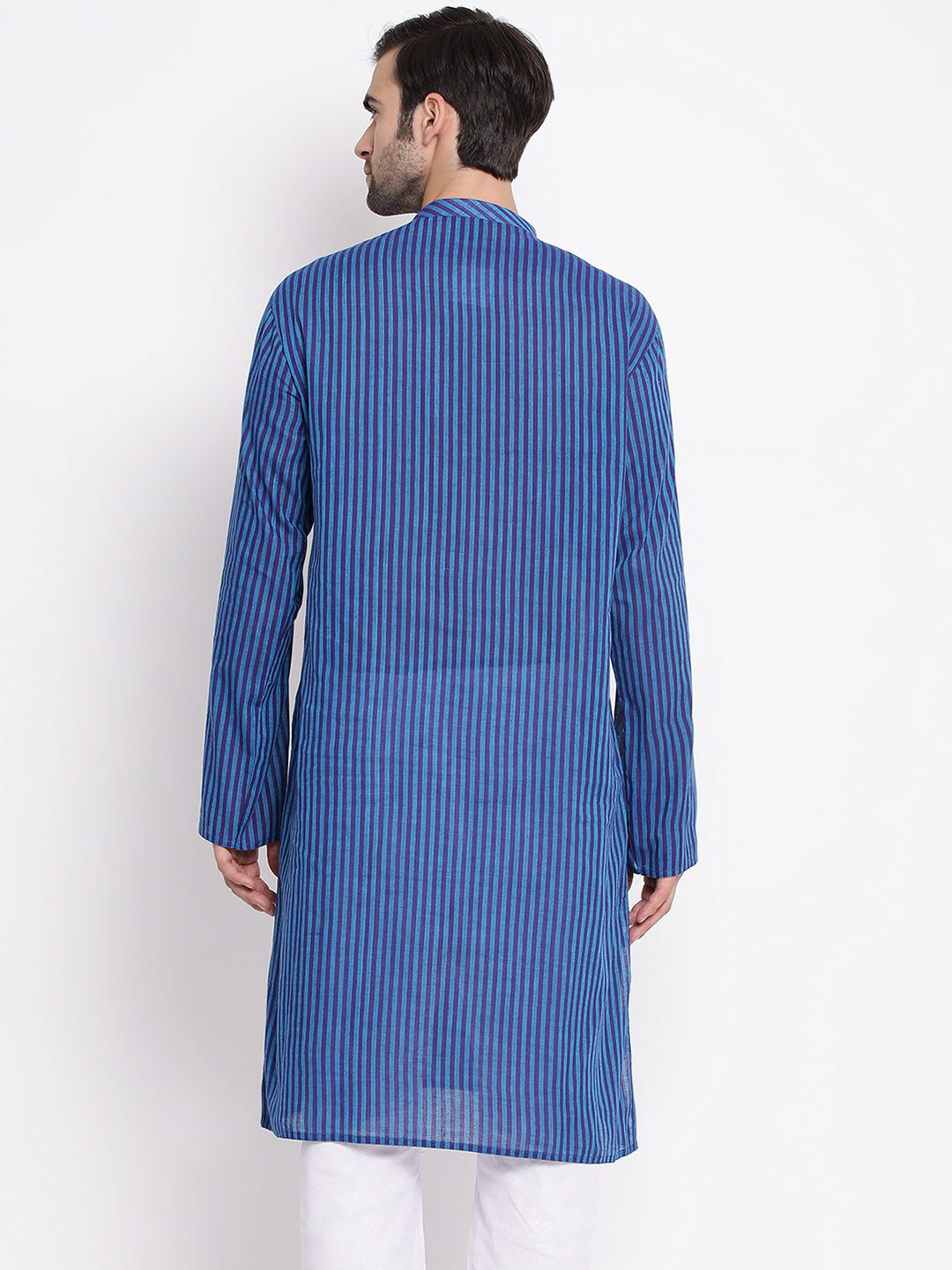 Vastramay Men's Blue Pure Cotton Kurta - Distacart