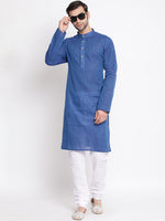 Thumbnail for Vastramay Men's Blue Pure Cotton Kurta - Distacart