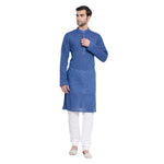 Thumbnail for Vastramay Men's Blue Pure Cotton Kurta Pyjama Set - Distacart