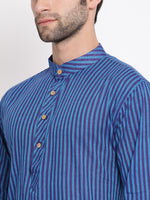 Thumbnail for Vastramay Men's Blue Pure Cotton Kurta Pyjama Set - Distacart