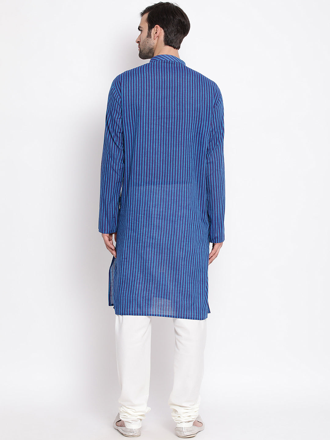 Vastramay Men's Blue Pure Cotton Kurta Pyjama Set - Distacart