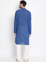 Thumbnail for Vastramay Men's Blue Pure Cotton Kurta Pyjama Set - Distacart