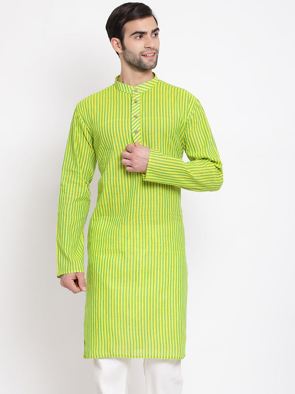 Vastramay Men's Green Pure Cotton Kurta - Distacart
