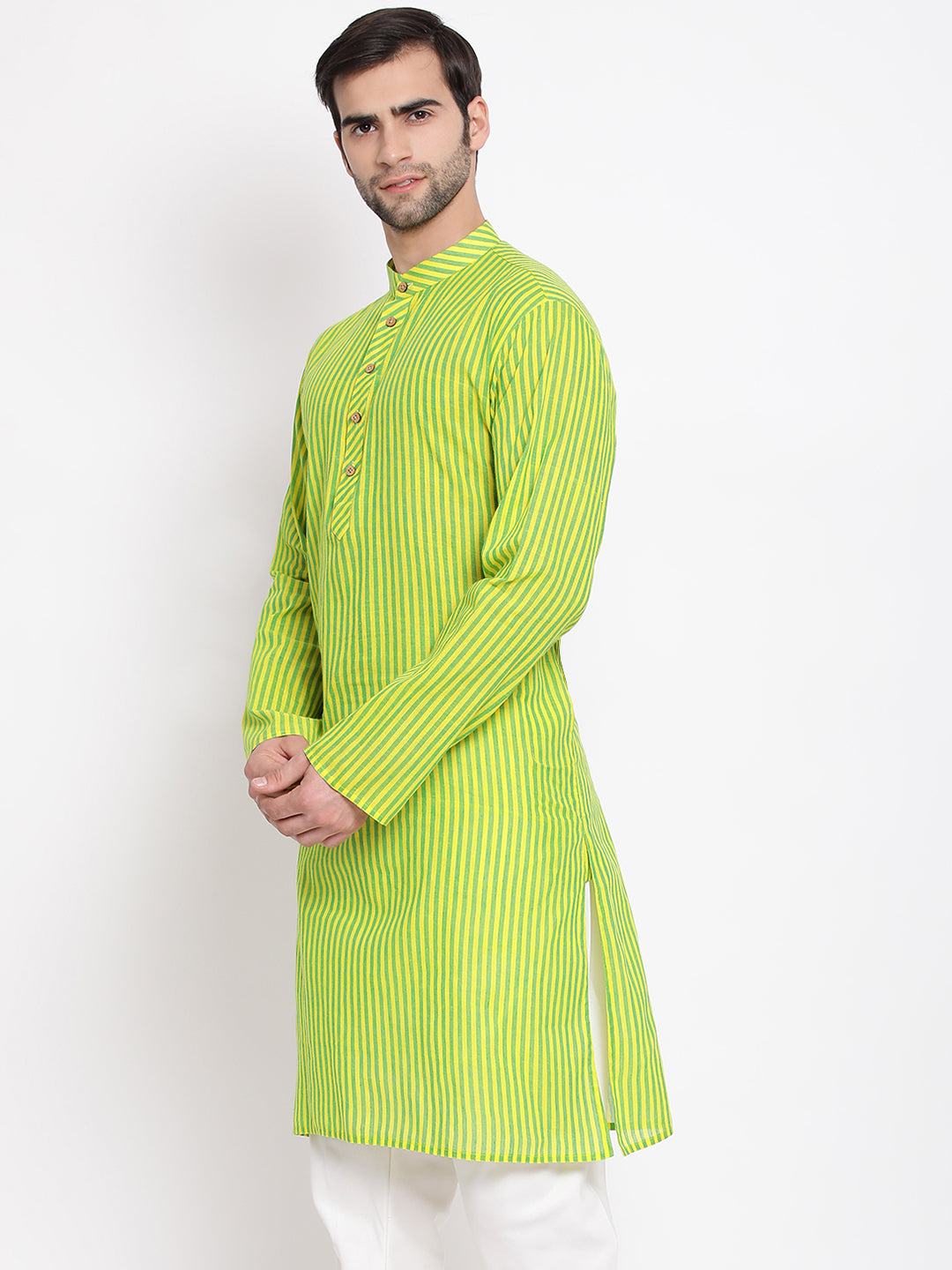 Vastramay Men's Green Pure Cotton Kurta - Distacart