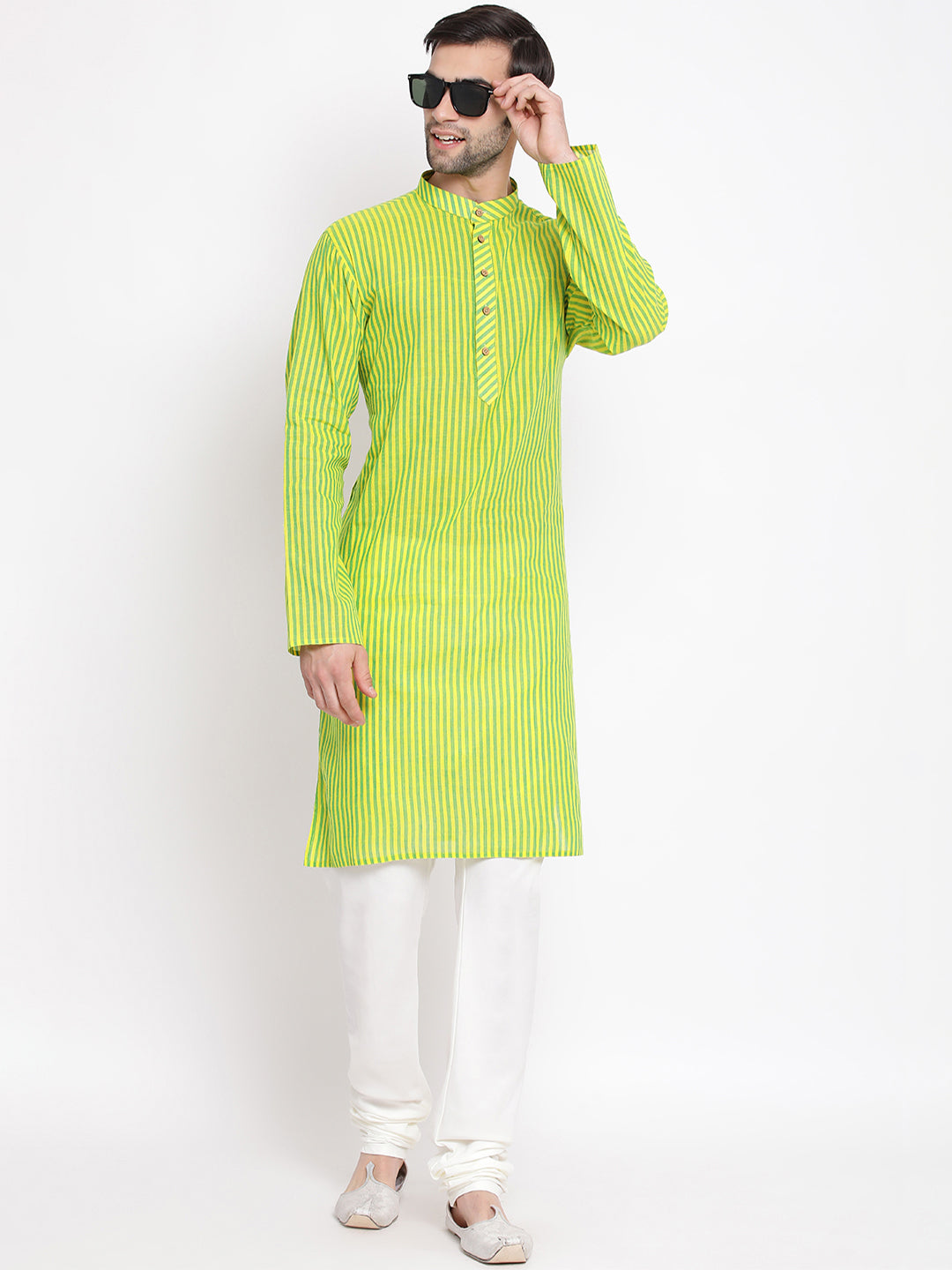 Vastramay Men's Green Pure Cotton Kurta - Distacart