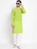 Thumbnail for Vastramay Men's Green Pure Cotton Kurta - Distacart