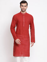 Thumbnail for Vastramay Men's Maroon Pure Cotton Kurta - Distacart