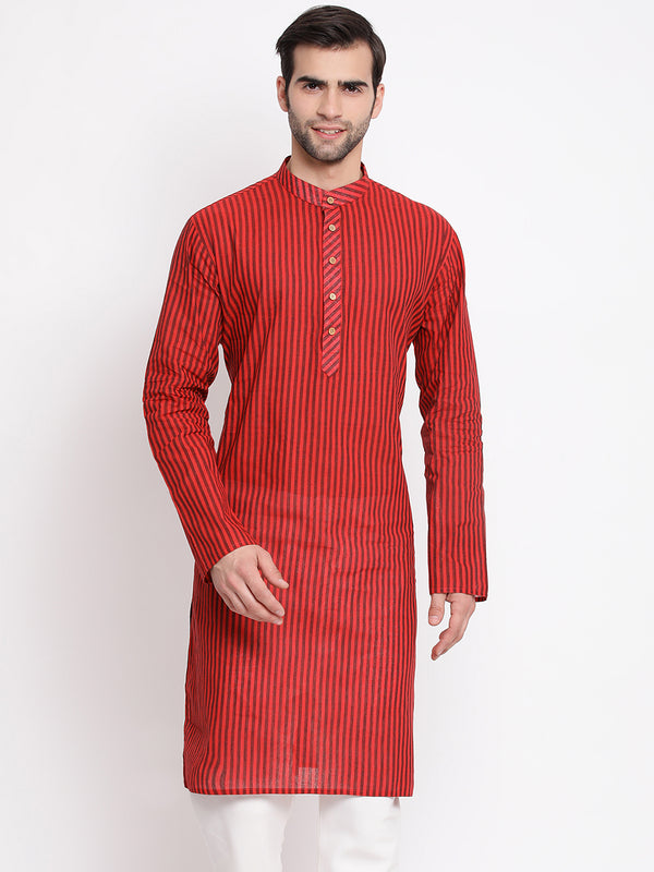 Vastramay Men's Maroon Pure Cotton Kurta - Distacart