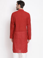 Thumbnail for Vastramay Men's Maroon Pure Cotton Kurta - Distacart